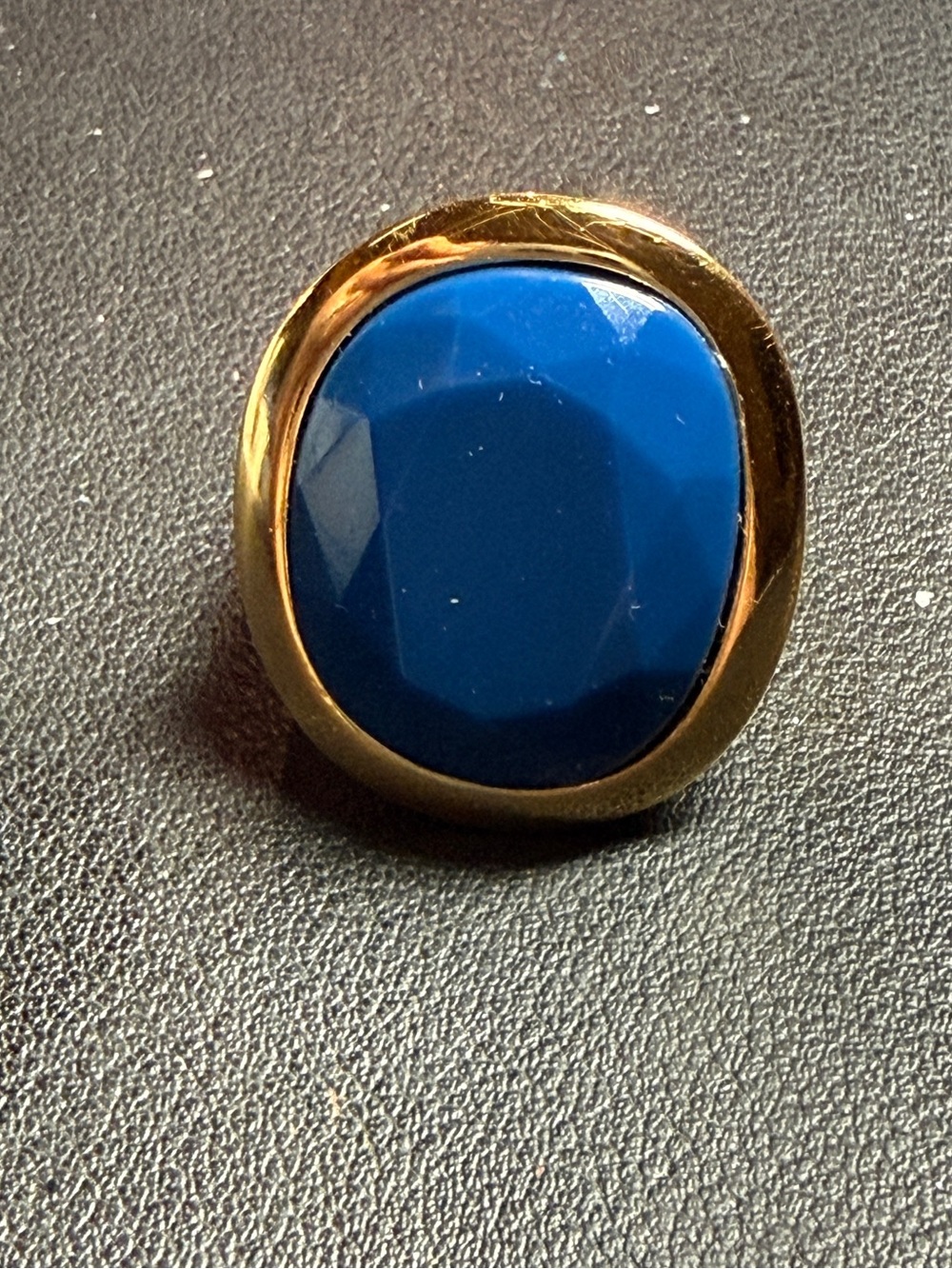 1990s Kenneth J Lane KJL QVC Blue World Capital 22K Gold Plated Ring Size 7.5